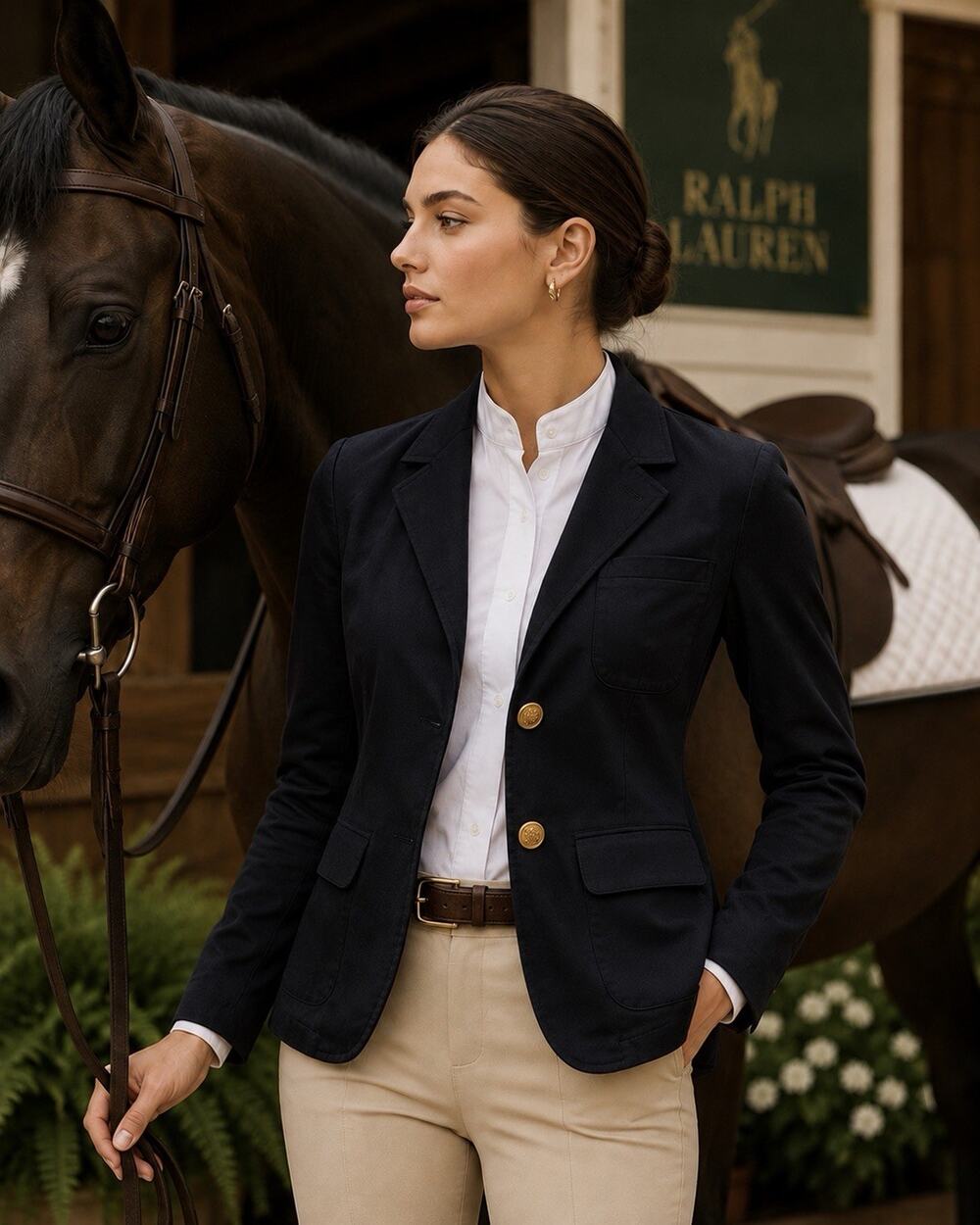 Ralph Lauren Blazer Size Small Blue Label Equestrian Logo Button Riding Jacket S